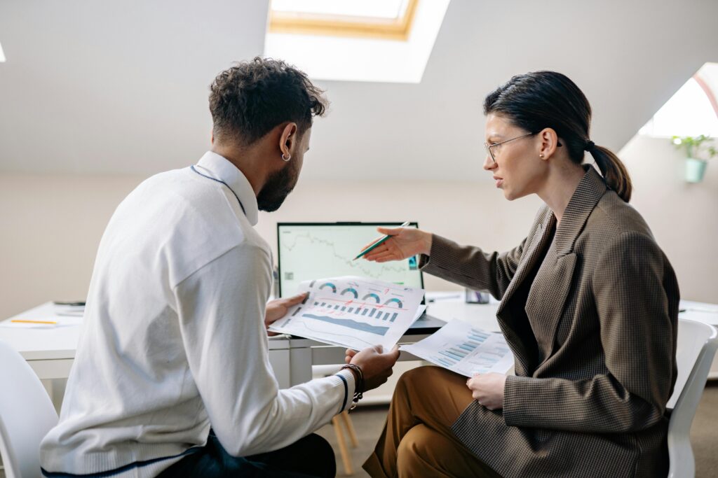 Strategic discussion between two project team members