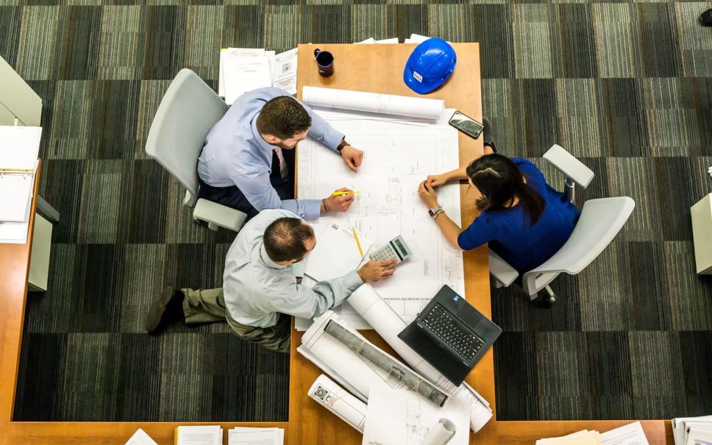 A team collaborating around a table