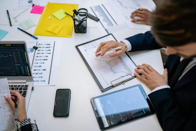 A businessman reviewing business analytics