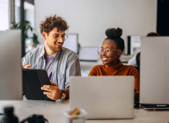 Two colleagues working