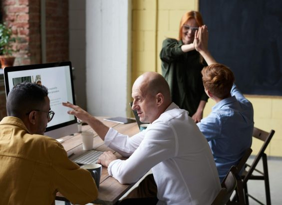 A group of people planning a meeting