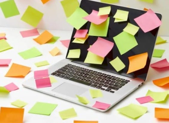 A laptop showing a project plan