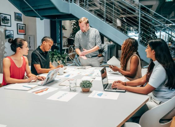 A team preparing a project