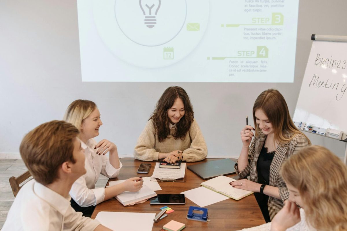 Business team conducting proof of concept planning meeting
