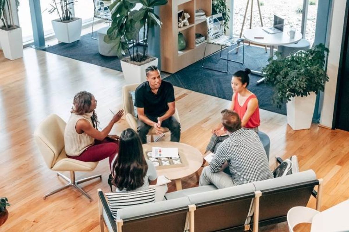 group-meeting Colleagues in a group meeting