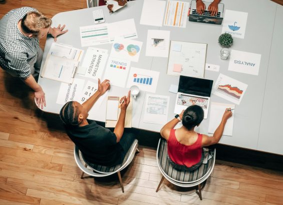 Coworkers evaluating future resource demands
