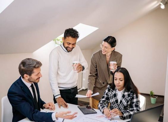A focused meeting and a happy team
