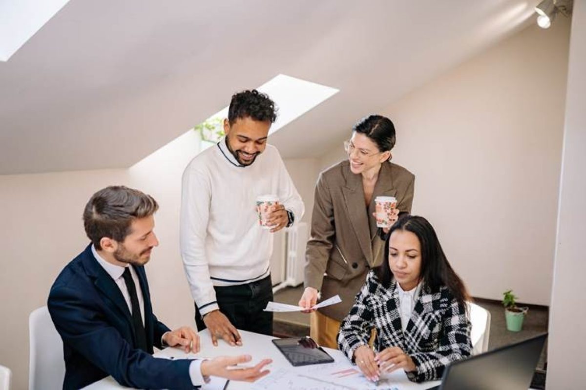 A focused meeting and a happy team